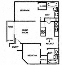 Whispering Waters Apts 2  Bedroom 2 Bath Floor Plan